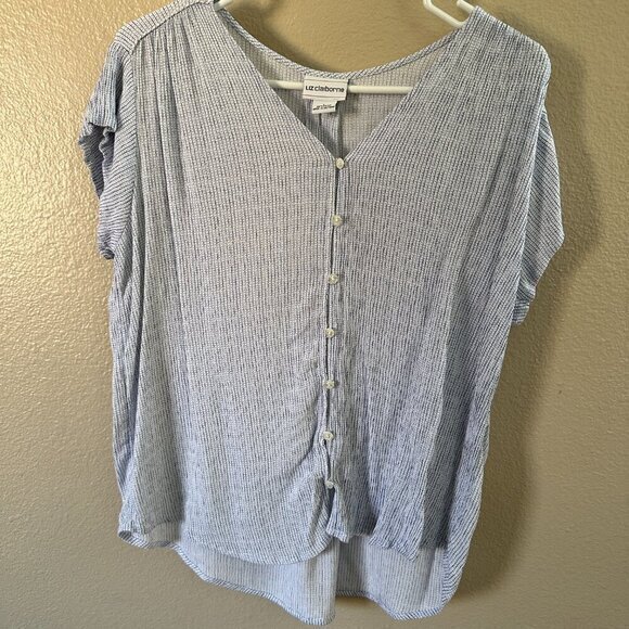 Liz Claiborne Blue Blouse Size Large - Picture 2 of 6